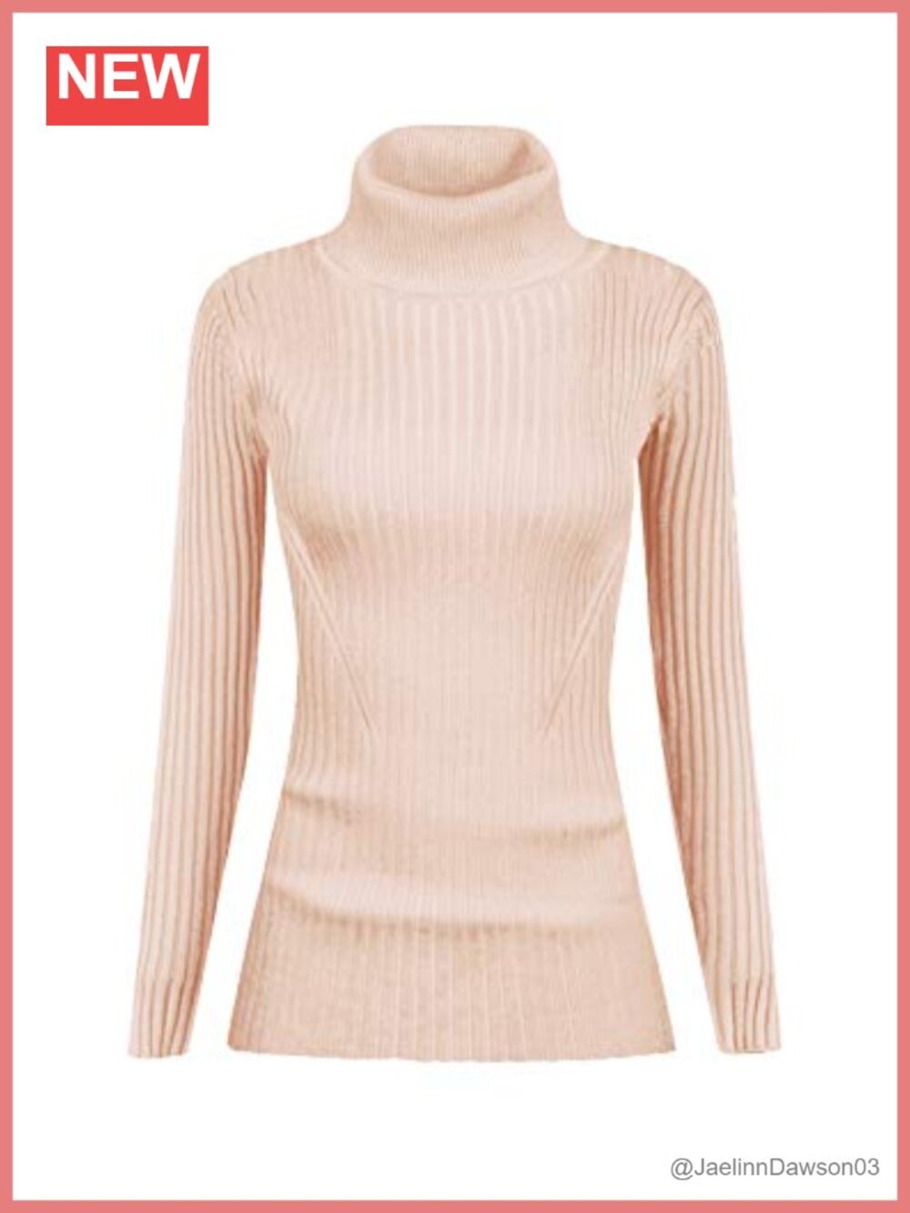 Turtleneck Ribbed Knitted Sweater Fitted Slim Fit Pullover